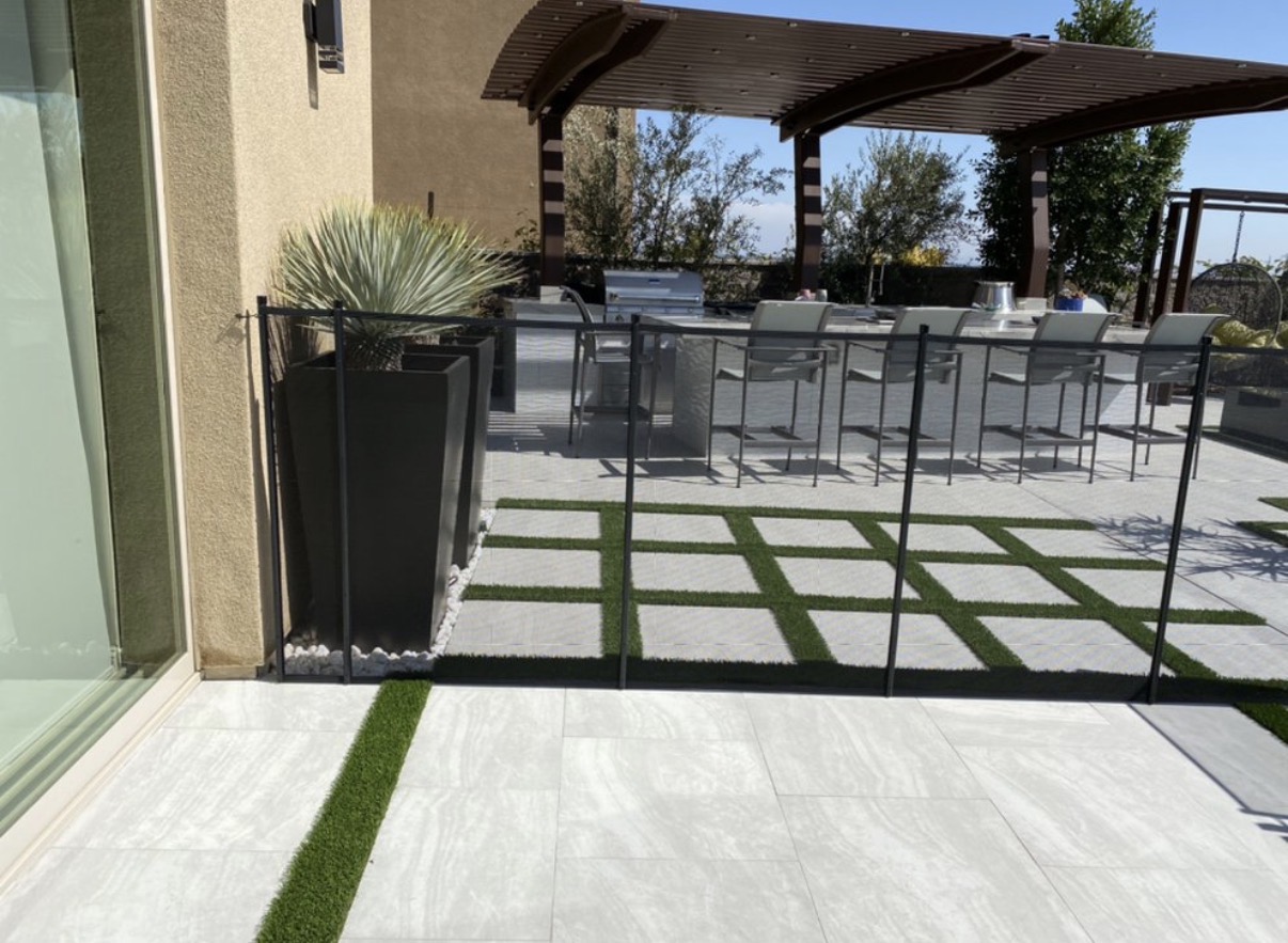 Patio mesh fence installation